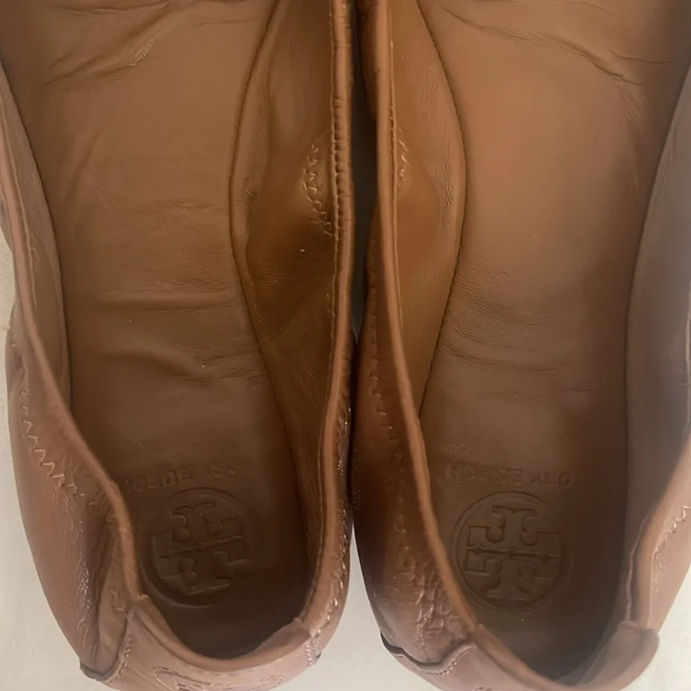 Tory Burch Eddie Ballet Flats Leather in Camel Size 8